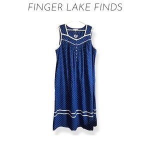 Eileen West Navy Polka Dot Prairie Nightgown, XL